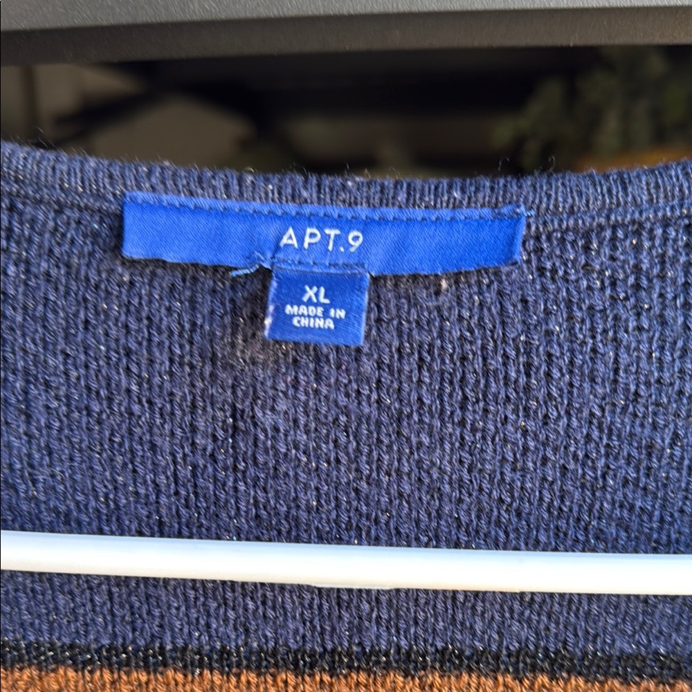 Apt. 9 Blue and Brown Striped Cardigan Sweater - Picture 2 of 3